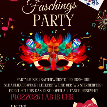 Am 14.02.2026 startet unsere 1. Outdoor Faschings Party